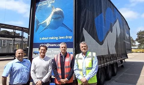 Left to right - Simon Lewis, Tim Clements, and Scott Gaine of Team C Express Logistics meet with UPN's Kevin Nightingale (1)