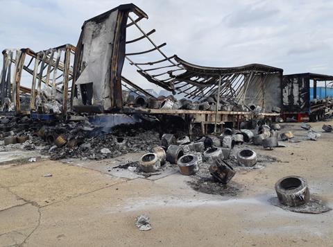 Trailers destroyed by the fire at Hotpoint's premises