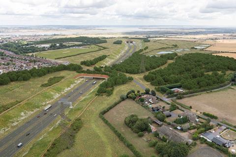 CGI image of the proposed Lower Thames Crossing between Gravesend and Tilbury